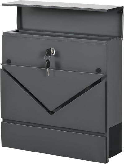 Wandbriefkasten - Postbus buiten - Post ontvangen - Afsluitbaar met slot - 37 x 10.5 cm - Donkergrijs
