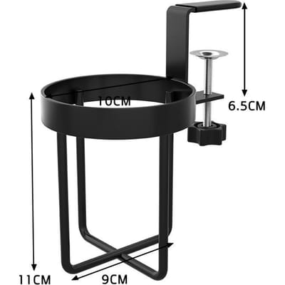 Porte-gobelet de Table à Clip pour la maison, montage Horizontal et Vertical, Anti-déversement, support de tasse de bureau, pince en métal, plateau de rangement de bouteilles d'eau noir