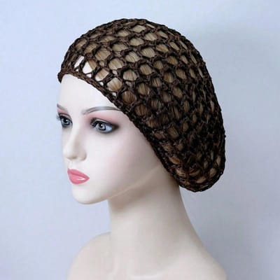 1 stuks Dames Stretch Ademend Mesh Haakwerk Haarnet Gebreide Hoofddoek Hoed Stijl Haarnet Wikkel Slaap Hoofddeksel Accessoire gray
