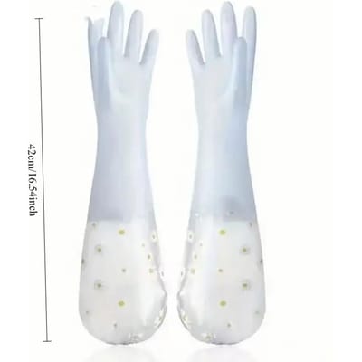 1 Paar Afwaswanten, Dik En Duurzaam, Waterdicht Antislip, Beschermend, Transparant Blauw white