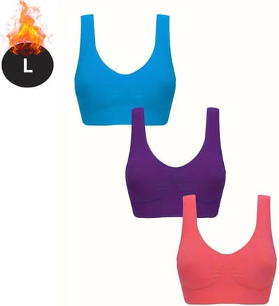 Bovista BH Set Zonder Beugel - Zonder Bandjes - Push-up Bh's - Comfort Beha - Comfortabel - Sterk - Dames - 3 Pack - Gemengd 8 - Maat L
