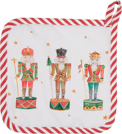 Clayre & Eef Pannenlap 20x20 cm Wit Rood Katoen Notenkrakers