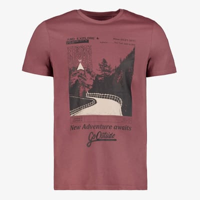 Unsigned heren T-shirt met opdruk bruin - Maat 3XL