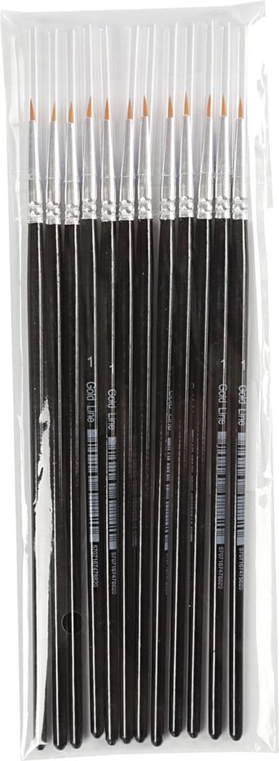 Gold Line penselen, afm 0, L: 17 cm, B: 1 mm, rond, 12 stuk/ 1 doos