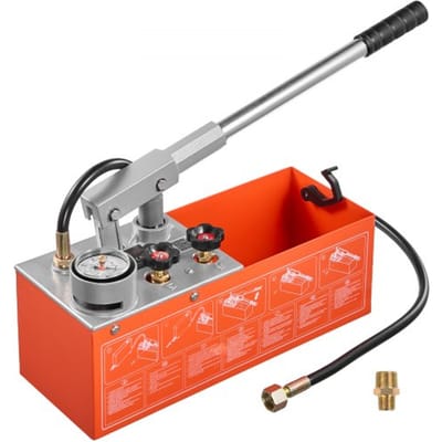 VEVOR hydraulische druktestpomp 7,57 L 0-60 bar dubbele klep, handdrukpomp met manometer en tank, voor pijpleidingen, waterleidingen, verwarmingssystemen, druk- en lektesten.