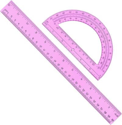 Gradenboog Liniaal Set - Meetinstrumenten Tekenen - Geometrie Leren - Verbeterde Helderheid - 30 cm Liniaal - Roze