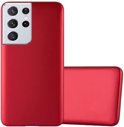 Cadorabo Hoesje geschikt voor Samsung Galaxy S21 ULTRA in METALLIC ROOD - Beschermhoes gemaakt van flexibel TPU silicone Case Cover