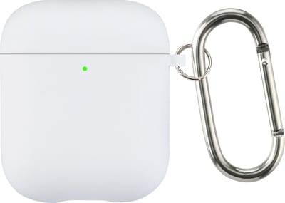 AirPods 1 en 2 Hoesje – Siliconen Case met Clip – Schokbestendig – Geschikt voor Draadloos Opladen – Wit