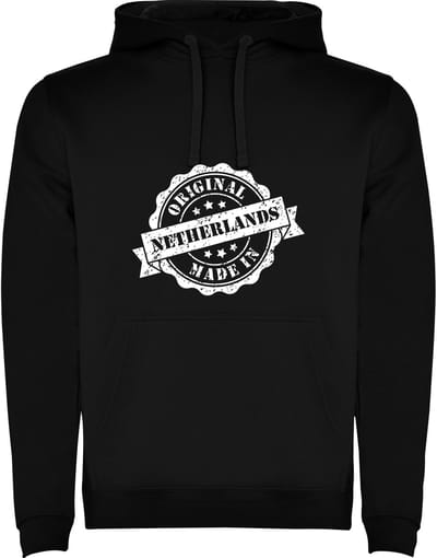 Zwarte Hoodie Made in Netherlands Original - humor Maat M