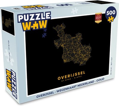 Puzzel Overijssel - Wegenkaart Nederland - Goud - Legpuzzel - Puzzel 500 stukjes