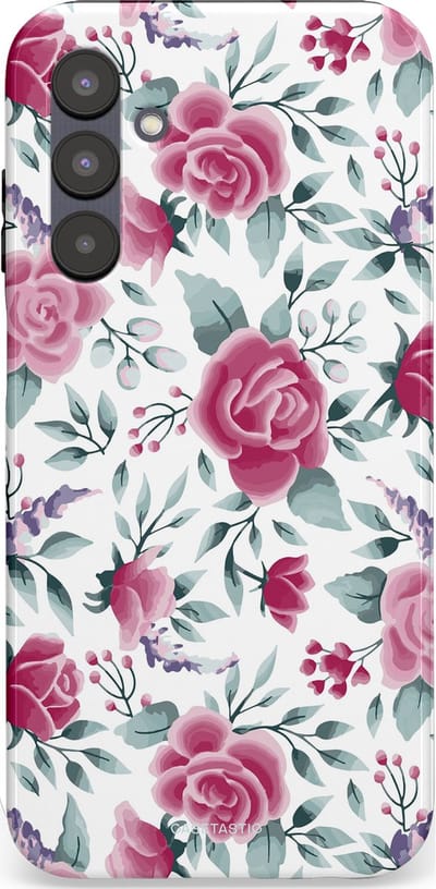 Casetastic Hoesje Geschikt voor Samsung A25 - Stijlvolle Beschermende Duo-layer Case - Paarse Bloem Pracht