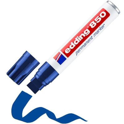 edding 850 permanent marker - blauw - 1 stift -beitel punt 5-16 mm - water en wrijfvast - voor karton, kunststof, hout, metaal, etc. - alcohol markers voor volwassenen