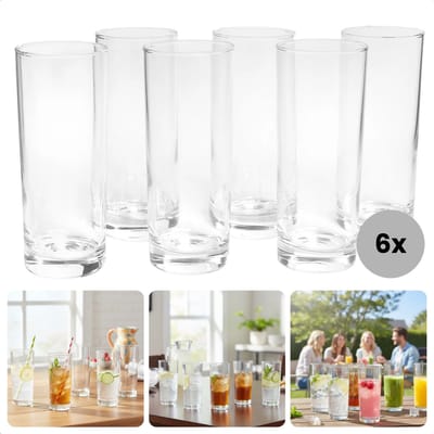 Cheqo® Longdrinkglazen Set - Longdrinkglazen - Longdrink Glazen - Drinkglazen Set - Drinkglazen - Waterglazen Set - Waterglazen - Longdrinkglazen Set 6 - Longdrinkglazen Transparant - Transparante Drinkglazen