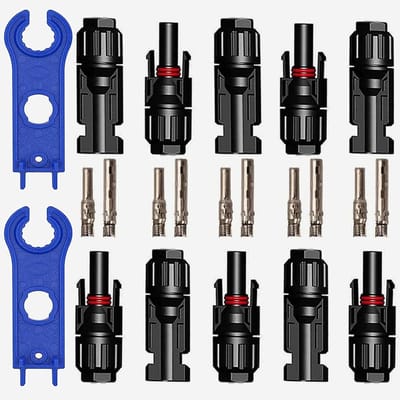 Zonnepaneel Stekkers, 5 Pairs, Male/Female, Kabelverbindingen voor Fotovoltaïsche Systemen, Inclusief Sleutel, Zwart