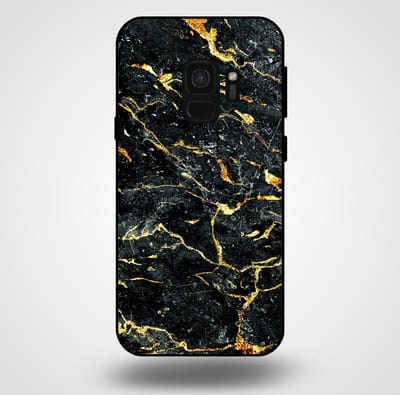 Smartphonica Telefoonhoesje voor Samsung Galaxy S9 met marmer opdruk - TPU backcover case marble design - Goud Zwart geschikt voor Samsung Galaxy S9