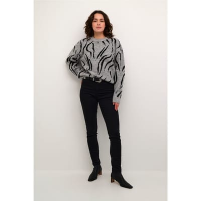 Kaffe Trui Kabillie Knit Pullover 10509148 106537 Grey Melange/black Dames Maat - M