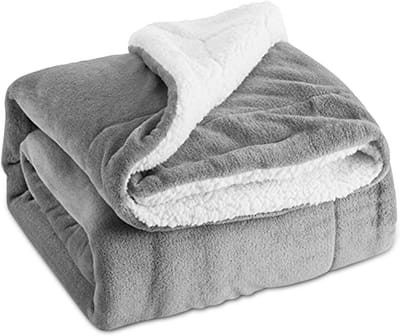 Extra Zachte Sherpa Fleece Plaid 150x200 cm Grijs - Omkeerbare Warme Bankdeken