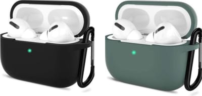 ShieldCase bundel van 2 Airpods beschermhoesjes - Geschikt voor Airpods Pro / 2 Pro - Zwart en Donkergroen - Optimale bescherming - Stijlvolle accessoires - Airpods hoesjes set - Beschermhoesjes voor Airpods - Schokbestendig - Siliconen hoesje