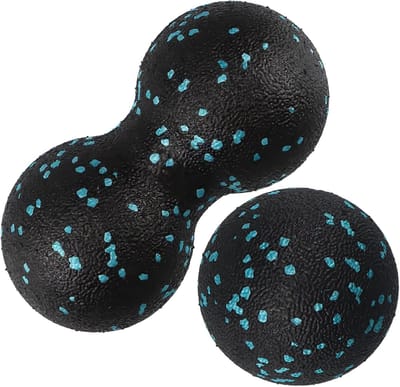 Set van 2 Massageballen voor Trigger Point Release en Fascia Training, Ideaal voor Voeten en Spieren, Inclusief Enkele en Dubbele Bal (Blauw)