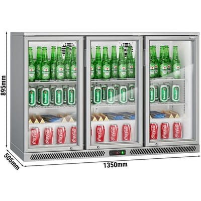 GGM Gastro Barkühlschrank - 1350mm - 320 Liter - mit 3 Glasflügeltüren - Grau
