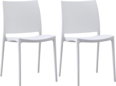 CLP Meton Set van 2 Tuinstoelen - Stapelbaar - Onderhoudsvriendelijk - Weerbestendig - wit