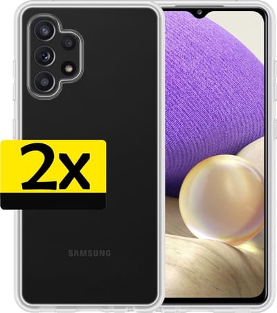 Hoesje - 2 Stuks - Geschikt voor Samsung Galaxy A32 5G - Sterk & Shockproof - Case Siliconen - Back Cover - Telefoon Hoes - Telefoonhoesjes - Transparant