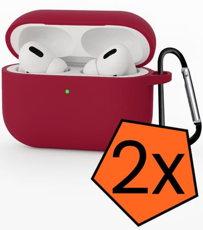 Hoesje - Geschikt voor Apple Airpods Pro 3 - met Clip - Siliconen Hoes - Silicone Case Cover - Wijnrood