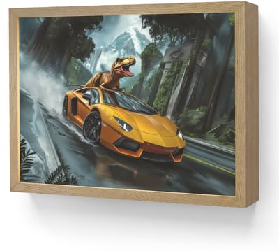 Wandlamp 40x30 cm - Oplaadbaar - T-Rex - Auto - Regenwoud - Wandlampen binnen woonkamer - Slaapkamer lamp - Decoratieve nachtlamp - Vloerlamp draadloos
