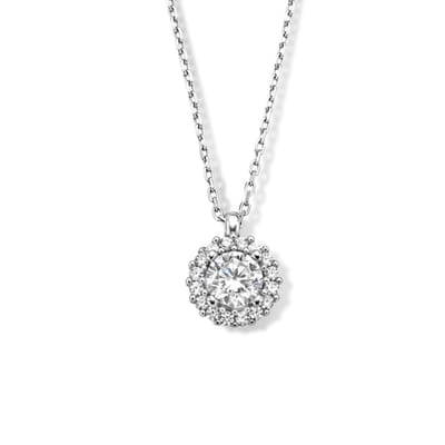 zilver gerhodineerd collier zirkonia 41 + 4 cm halo 1335623