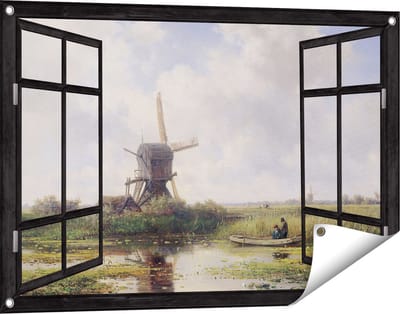 Gards Tuinposter Doorkijk In ’t Gein bij Abcoude - Willem Roelofs - 90x60 cm - Tuindoek - Tuindecoratie - Wanddecoratie buiten - Tuinschilderij