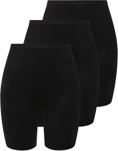 Ulla Popken - Dames - Pantybroekje set van 3 bovenbeenbescherming - Zwart - Maat 42+