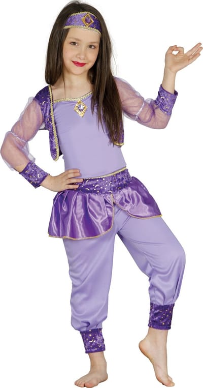 Fiestas guirca Arabische prinses verkleed kostuum - paars - voor meisjes - buikdanseres - 1001 nacht thema 110/116
