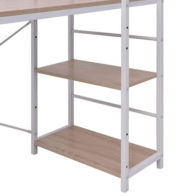 vidaXL - Bureau - met - boekenkast - 4-laags - eikenkleurig