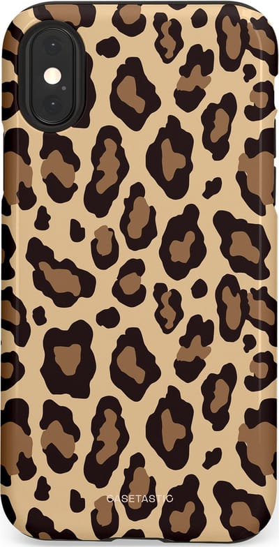 Casetastic hoesje geschikt voor Apple iPhone X / Apple iPhone XS - Dubbellaagse bescherming - Wilde Panter - Fashion Case - Zwart Taupe Crème