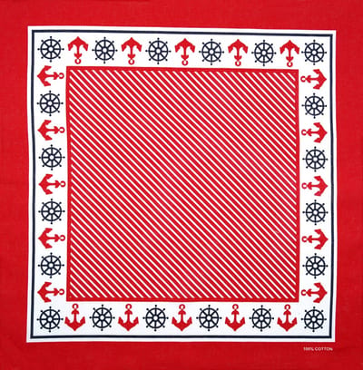 Bandana met maritiem motief - Rode katoenen sjaal voor dames en heren