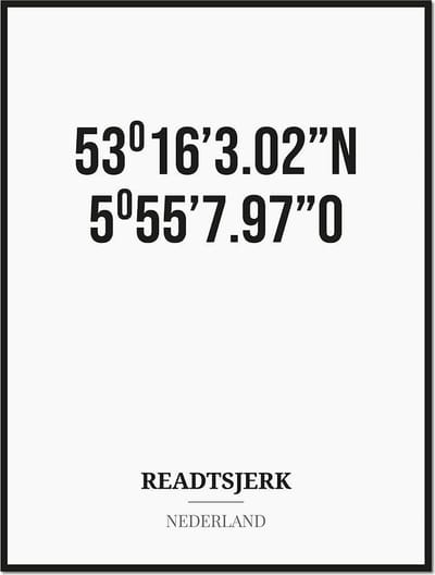Poster/kaart READTSJERK met coördinaten