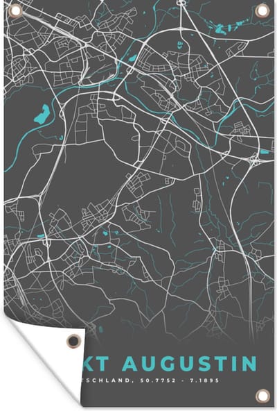 Muurdecoratie Stadskaart – Sankt Augustin – Duitsland – Plattegrond – Kaart - 120x180 cm - Tuinposter - Tuindoek