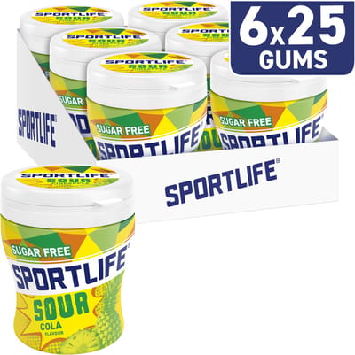 Sportlife Kauwgom Sour Pineapple - kauwgom - suikervrij - 6x60g