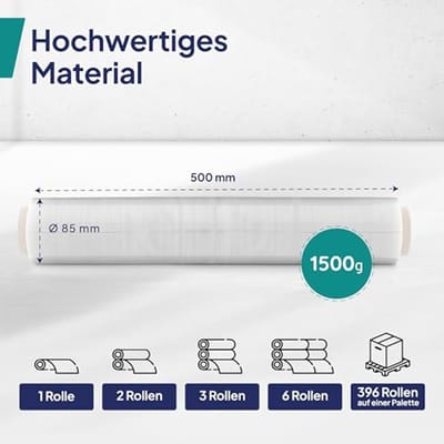 Stretchfolie 50 cm/230 m - Transparante Wikkelfolie voor Meubels en Verhuizingen - Handstretchfolie en Palletfolie