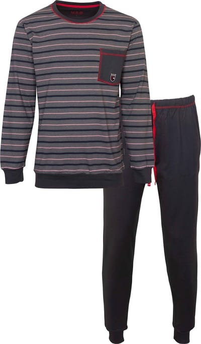 MEQ Heren Pyjama - 100% Katoen - Gestreept - Blauw - Maat XXL