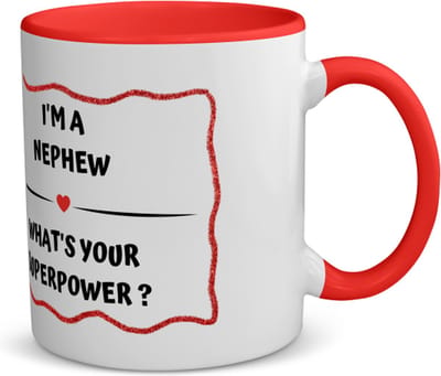 Akyol - i'm a nephew what's your superpower? koffiemok - theemok - rood - Neef - super neef - verjaardag - cadeautje voor neef - neef artikelen - kado - geschenk - 350 ML inhoud