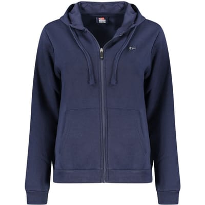 Noorwegen 1963 Blauwe Katoenen Dames Sweater met Capuchon en Rits