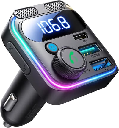 48W Bluetooth 5.4-adapter Auto,【30W PD & Bass Hi-Fi Stereo】 FM-zender Auto Bluetooth, Dual-Microfoon & Handsfree FM-zender voor iPhone 17/Samsung S25