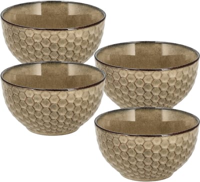 Soepkommen Set van 4 – Aardewerk Ramen Kommen Zonder Oor – Schalen en Kommen voor Soep, Noodles, Salade, Ontbijt en Fruitschaal – Ø14 cm – Vaatwasser Veilig