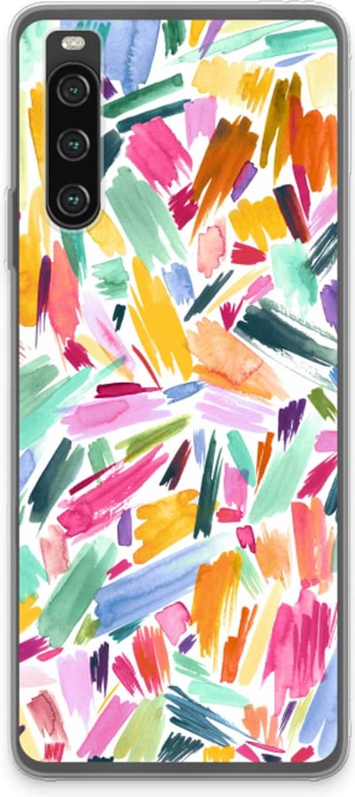 Case Company® - Hoesje geschikt voor Sony Xperia 10 IV hoesje - Watercolor Brushstrokes - Soft Cover Telefoonhoesje - Bescherming aan alle Kanten en Schermrand