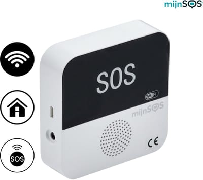 Thuisalarm voor ouderen - Eenvoudig in gebruik - Waterdicht - Zeer compact- mijnSOS- met app- Wifi- Geen abonnement- Binnenshuis- Persoonsalarm