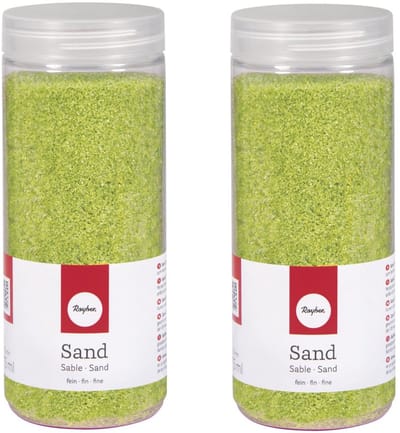 Rayher hobby Fijn decoratie zand korrels - 2x - groen - 475 ml - zandkorrels - knutselmateriaal - 0.1 tot 0.5 mm