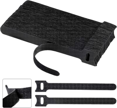 Kabelbinders - Klittenband strips - Kabels organiseren - Herbruikbaar nylon materiaal - 150 x 12 mm - Zwart