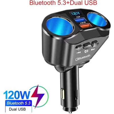 Autolaadcontact Bluetooth FM-zender PD QC3.0 Snellader Dubbele USB 4.8A Digitaal Display Stroomadapter met Spanningsweergave Dual USB With BT