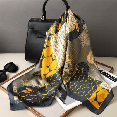 Design Mode Vierkante Zijden Sjaal Dames Haarband Kat Gedrukt Kleine Satijnen Sjaals Foulard Halsdoek Vrouwelijke Hoofdbanden Bandana